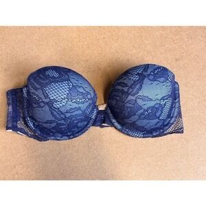 Victorias Secret BioFit‎ Multi-Way Strapless Lace Bra Navy Blue 34C Underwire